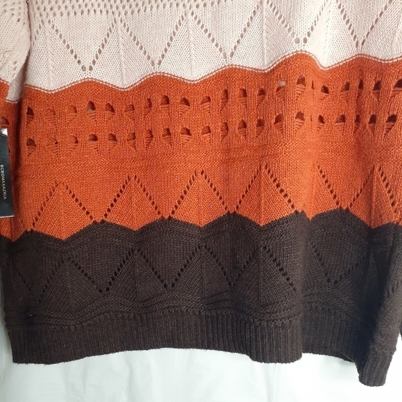 BCBGMAXAZRIA Pullover Colorblock Open Knit Oversized Sweater Small - Picture 6 of 10